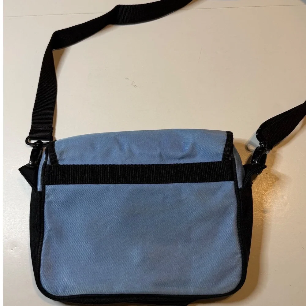 Vintage Polo Sport Messenger Bag Small Blue Black Nylon Crossbody 90s